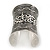 Wide Rhodium Plated Roman Etched Cuff - 95mm Height - view 4