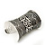 Wide Rhodium Plated Roman Etched Cuff - 95mm Height - view 7