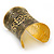 Wide Gold Plated Roman Etched Cuff - 95mm Height - view 7