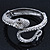 Sleek Swarovski Crystal Snake Hinged Bangle Bracelet In Rhodium Plating - view 6