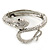 Sleek Swarovski Crystal Snake Hinged Bangle Bracelet In Rhodium Plating - view 4