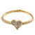 Clear Diamante 'Heart' Bracelet In Gold Plating - 17cm Length - view 2