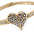 Clear Diamante 'Heart' Bracelet In Gold Plating - 17cm Length - view 10