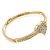 Clear Diamante 'Heart' Bracelet In Gold Plating - 17cm Length - view 7