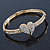 Clear Diamante 'Heart' Bracelet In Gold Plating - 17cm Length - view 8