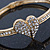 Clear Diamante 'Heart' Bracelet In Gold Plating - 17cm Length - view 3
