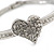 Clear Diamante 'Heart' Bracelet In Rhodium Plating - 17cm Length - view 5