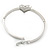 Clear Diamante 'Heart' Bracelet In Rhodium Plating - 17cm Length - view 10