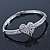 Clear Diamante 'Heart' Bracelet In Rhodium Plating - 17cm Length - view 12