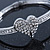 Clear Diamante 'Heart' Bracelet In Rhodium Plating - 17cm Length - view 11