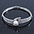 Stylish Crystal, Simulated Pearl 'Teardorp' Bracelet In Rhodium Plating - up to 17cm Length