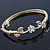 Delicate Gold Plated Crystal Floral Bangle Bracelet - 19cm Length - view 8