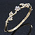 Delicate Gold Plated Crystal Floral Bangle Bracelet - 19cm Length - view 10