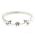 Delicate Rhodium Plated Crystal Floral Bangle Bracelet - 19cm Length - view 2
