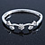 Delicate Rhodium Plated Crystal Floral Bangle Bracelet - 19cm Length - view 8