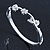 Delicate Rhodium Plated Crystal Floral Bangle Bracelet - 19cm Length - view 9