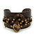 Crystal Coiled Snake Dark Brown Leather Flex Cuff Bracelet - Adjustable - view 3