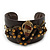 Crystal Coiled Snake Dark Brown Leather Flex Cuff Bracelet - Adjustable - view 8