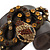 Crystal Coiled Snake Dark Brown Leather Flex Cuff Bracelet - Adjustable - view 2