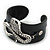 Clear Crystal Coiled Snake Black Leather Flex Cuff Bracelet - Adjustable - view 6