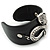 Clear Crystal Coiled Snake Black Leather Flex Cuff Bracelet - Adjustable - view 7