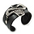 Clear Crystal Coiled Snake Black Leather Flex Cuff Bracelet - Adjustable - view 5
