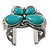 Large Turquoise Stone 'Butterfly' Cuff Bracelet In Silver Plating - view 10