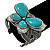 Large Turquoise Stone 'Butterfly' Cuff Bracelet In Silver Plating - view 4