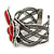 Large Red Ceramic 'Butterfly' Cuff Bracelet In Silver Plating - view 6