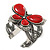Large Red Ceramic 'Butterfly' Cuff Bracelet In Silver Plating - view 9