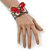 Large Red Ceramic 'Butterfly' Cuff Bracelet In Silver Plating - view 5