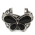 Large Black Ceramic 'Butterfly' Cuff Bracelet In Silver Plating