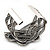 Large Black Ceramic 'Butterfly' Cuff Bracelet In Silver Plating - view 5