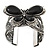 Large Black Ceramic 'Butterfly' Cuff Bracelet In Silver Plating - view 7