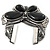 Large Black Ceramic 'Butterfly' Cuff Bracelet In Silver Plating - view 9