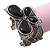 Large Black Ceramic 'Butterfly' Cuff Bracelet In Silver Plating - view 3