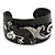 Crystal 'Gecko Lizard' Black Leather Flex Cuff Bracelet - Adjustable