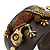 Crystal 'Gecko Lizard' Dark Brown Leather Flex Cuff Bracelet - Adjustable - view 6