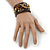 Crystal 'Gecko Lizard' Dark Brown Leather Flex Cuff Bracelet - Adjustable - view 3