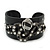 Crystal Coiled Snake Black Leather Flex Cuff Bracelet - Adjustable - view 8