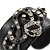 Crystal Coiled Snake Black Leather Flex Cuff Bracelet - Adjustable - view 2