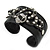 Crystal Coiled Snake Black Leather Flex Cuff Bracelet - Adjustable - view 7