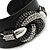 Jet Black/ Clear Swarovski Crystal 'Knot' Black Leather Flex Cuff Bracelet - Adjustable - view 5