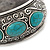 Chunky Burn Silver Effect Turquoise Stone Hammered Hinged Bangle - up to 19cm wrist - view 5