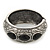 Burn Silver Effect Black Ceramic Stone Hammered Hinged Bangle - up to 19cm wrist - view 7