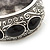 Burn Silver Effect Black Ceramic Stone Hammered Hinged Bangle - up to 19cm wrist - view 3