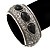 Burn Silver Effect Black Ceramic Stone Hammered Hinged Bangle - up to 19cm wrist - view 5