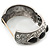 Burn Silver Effect Black Ceramic Stone Hammered Hinged Bangle - up to 19cm wrist - view 6