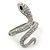 Stunning Swarovski Crystal Coiled Snake Hinged Bangle Bracelet In Rhodium Plating - 18cm Length - view 5