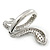 Stunning Swarovski Crystal Coiled Snake Hinged Bangle Bracelet In Rhodium Plating - 18cm Length - view 6